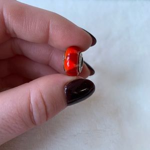 Bright orange and read Murano Glass Pandora Bead